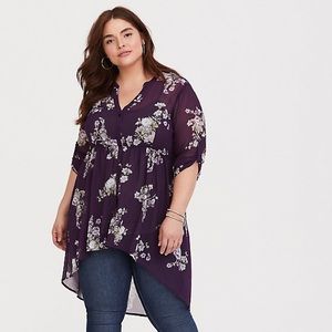 Torrid chiffon high/low floral tunic. Size 3